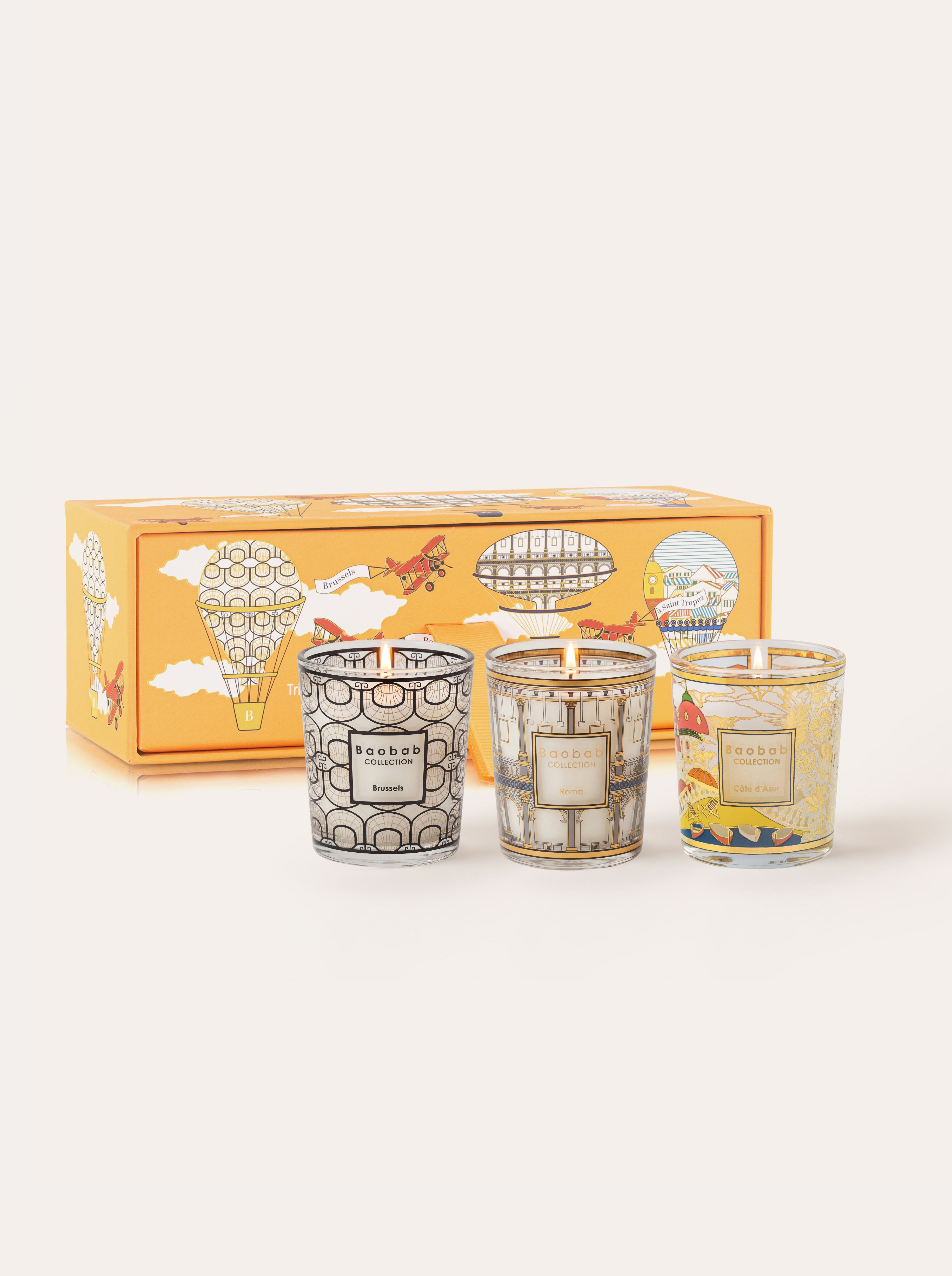 TRIO TRAVEL CANDLES BRUSSELS-ROMA-SAINT TROPEZ • Baobab Collection Inc