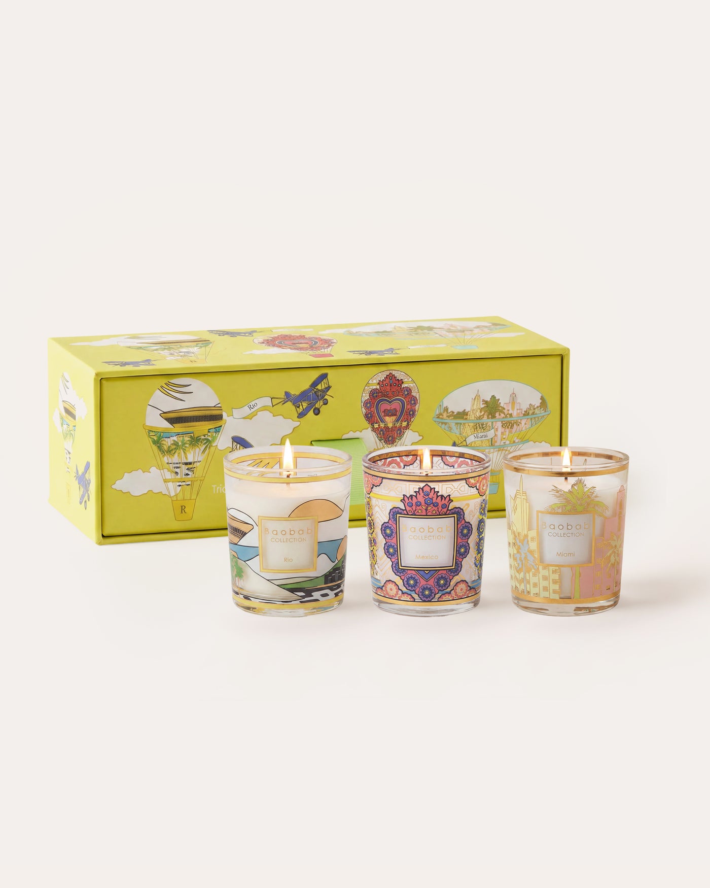TRIO TRAVEL CANDLES RIO-MEXICO-MIAMI