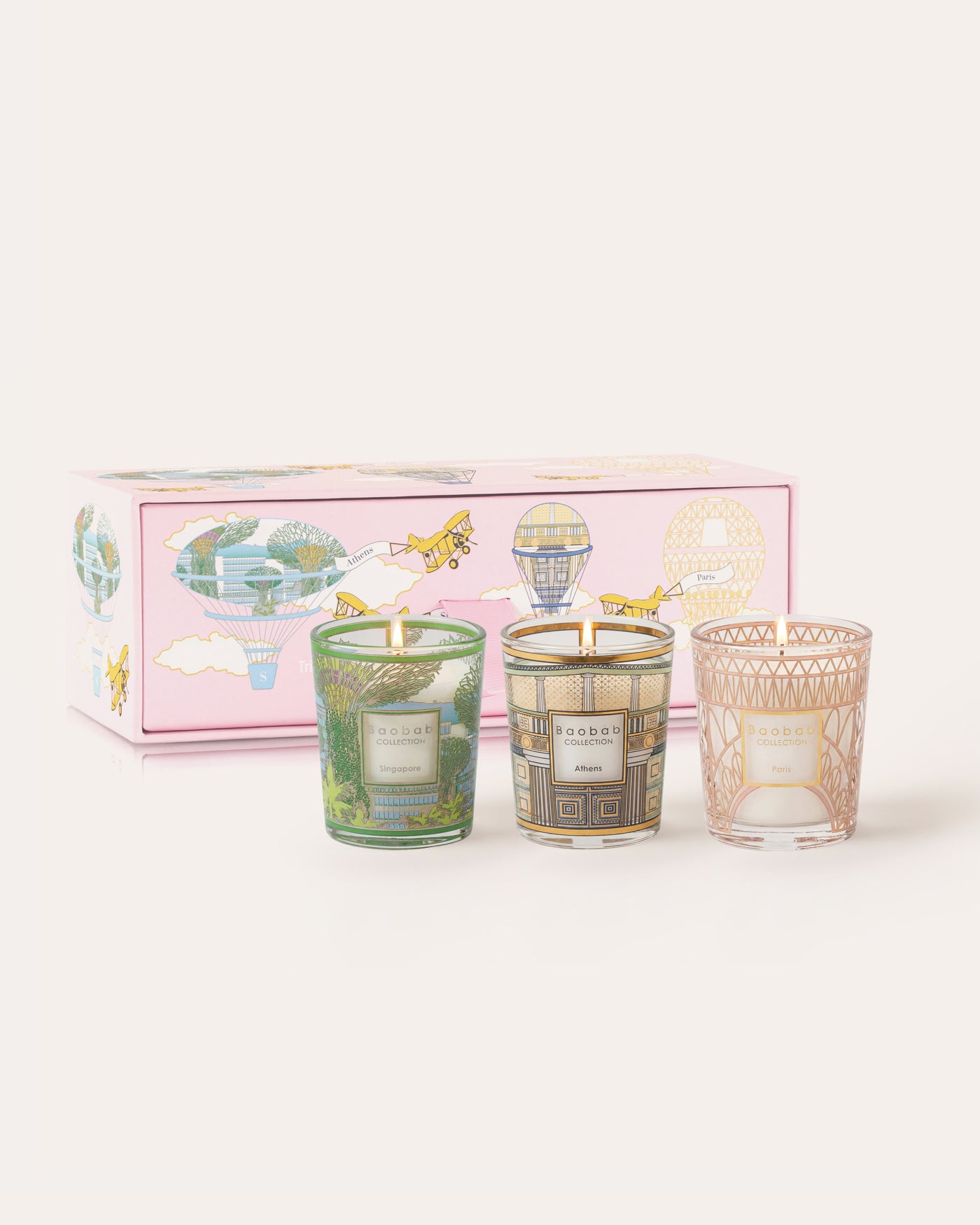 TRIO TRAVEL CANDLES SINGAPORE-ATHENS-PARIS