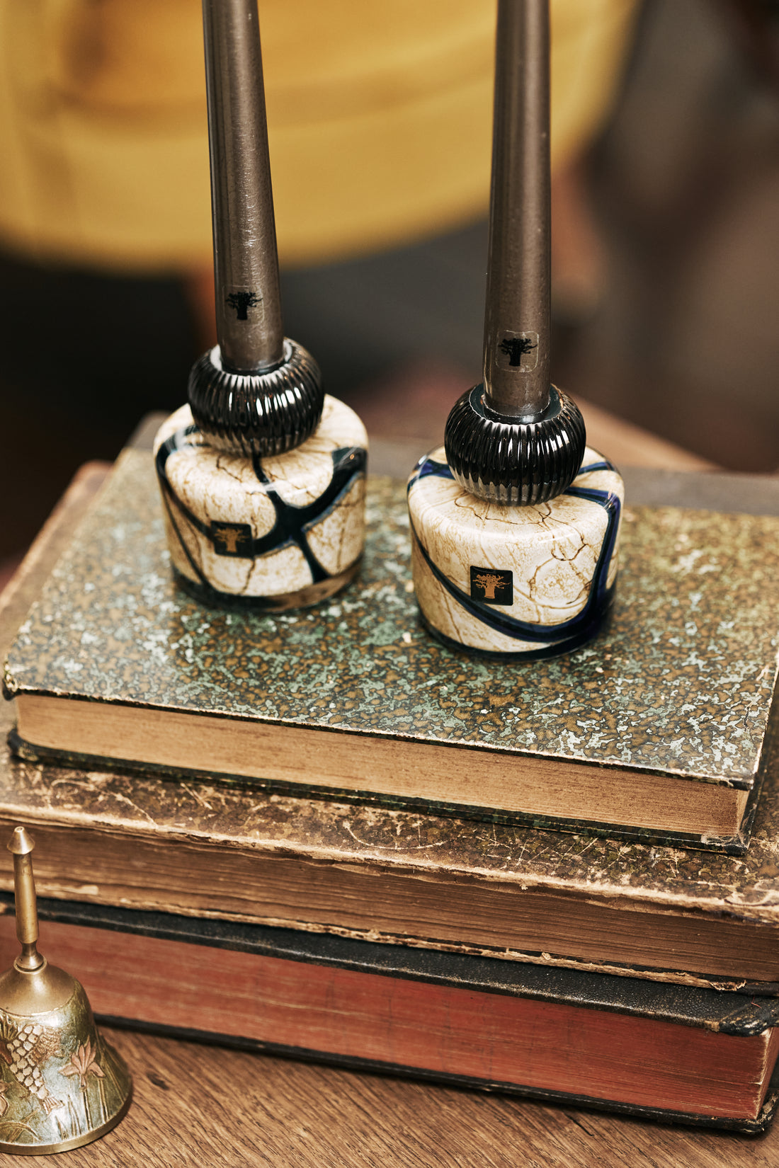 CANDLE HOLDER TWINS STONES LAZULI