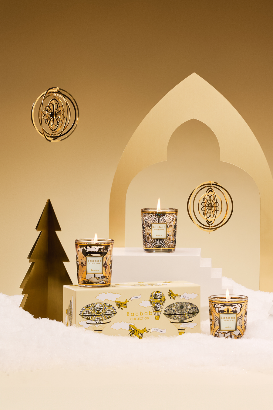 TRIO TRAVEL CANDLES ROSACE-CARAVANE-AFRIKA